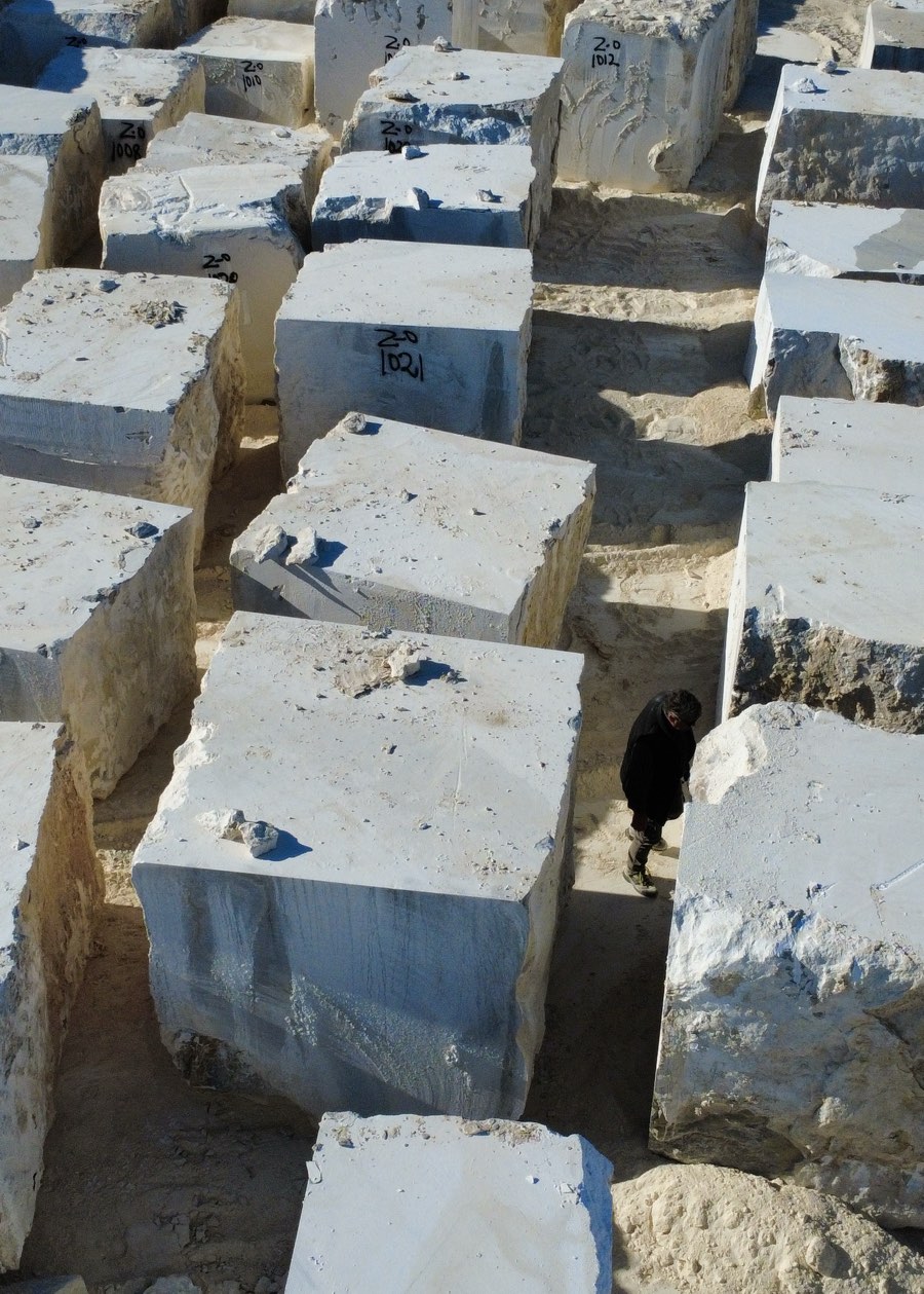 Alabaster Ivory Agate blocks seen from above